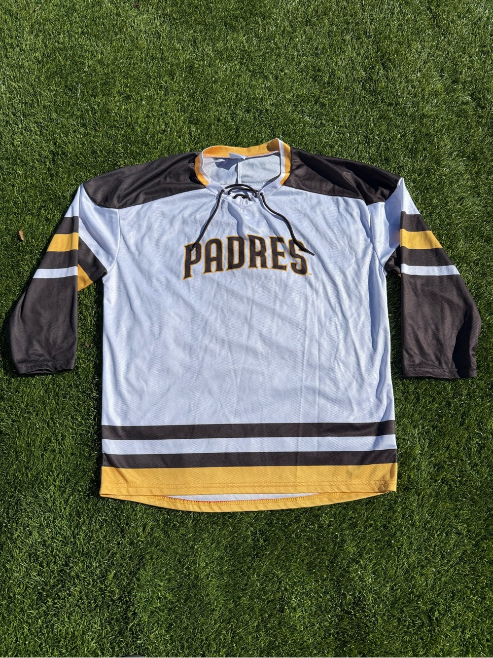 San Diego Padres Hockey-Style Cronenworth Jersey in White, Brown & Gold Size M